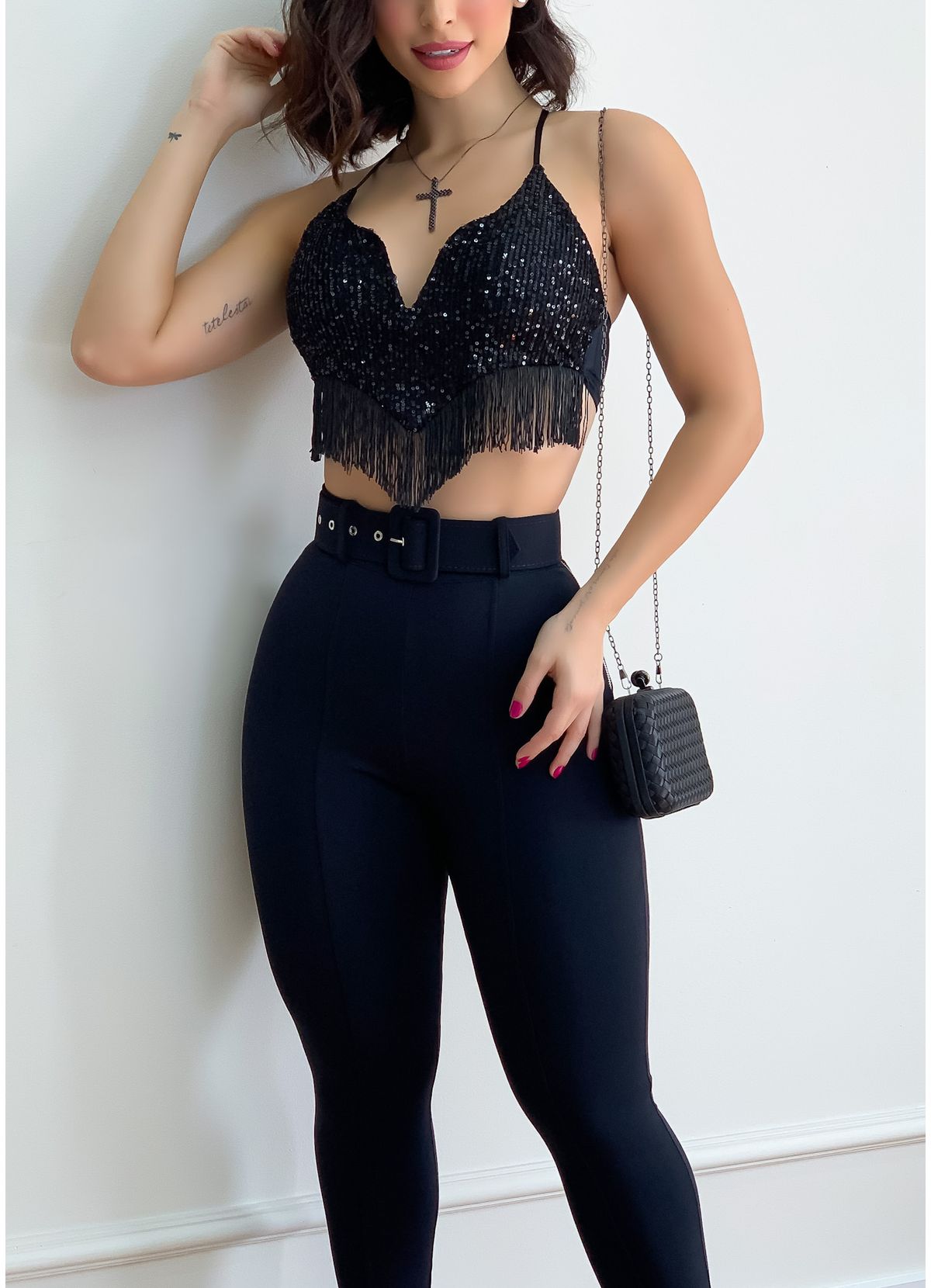 Top Com Cós Sublimado Venari Preto - Top Cropped - Magazine Luiza