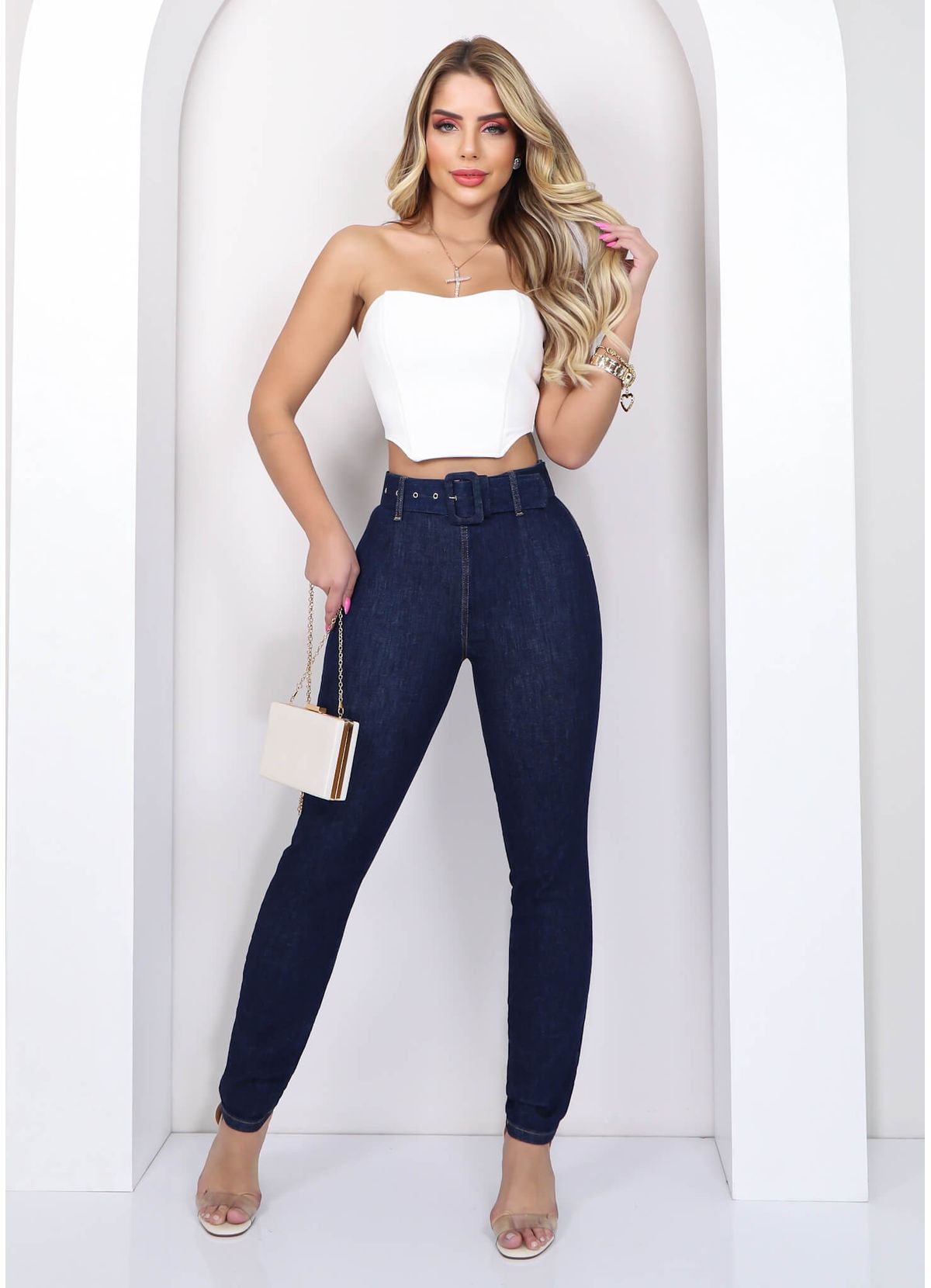 Comprar calça jeans cintura shops alta